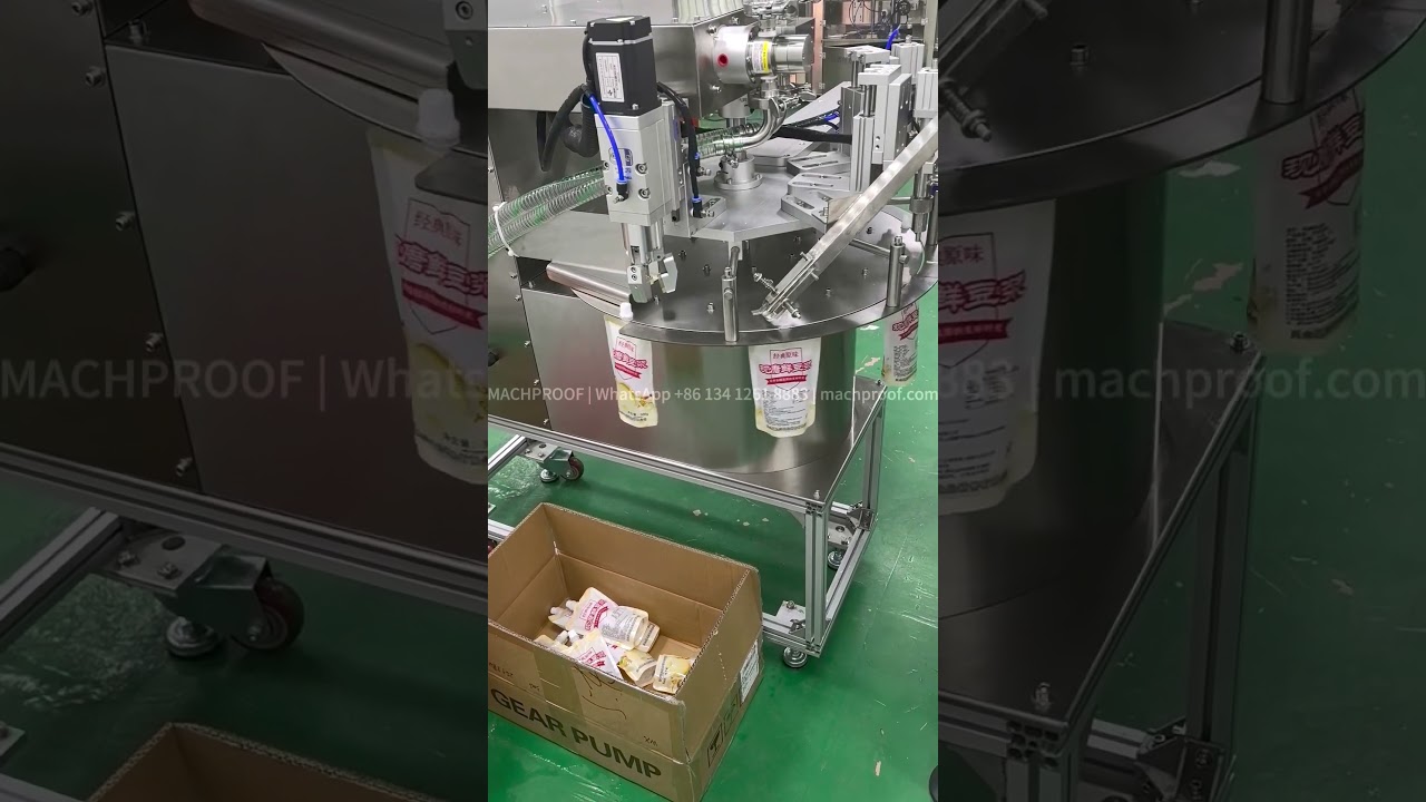 Soy Milk Filling Machine — 100 ml stand-up pouch · filling & capping machine · magnetic pump · ±1%