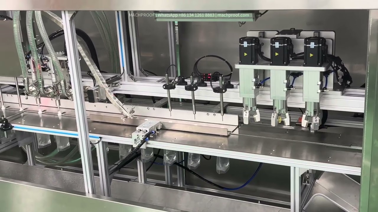 Beverage Pouch Filling Machine — 100 ml stand-up pouch · filling & capping machine · magnetic pump · ±1%