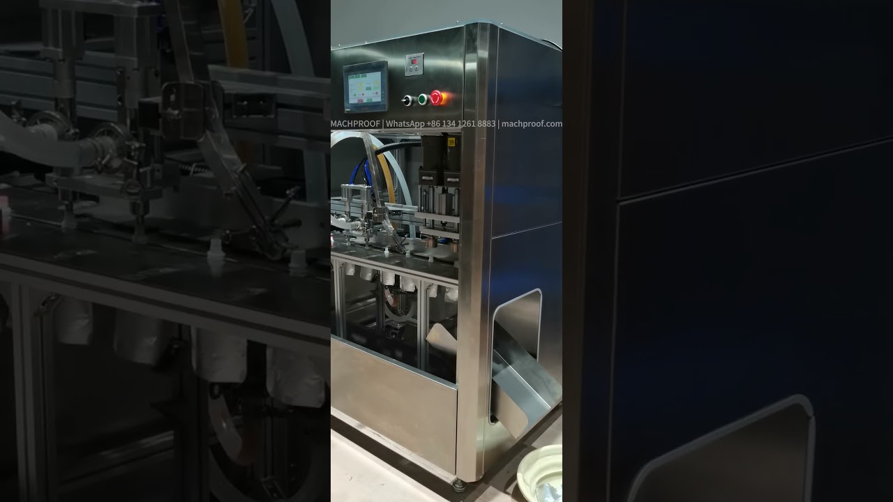 Beverage Pouch Filler — Flow-Meter Pump — 100 ml stand-up pouch · filling & capping machine · metered dosing