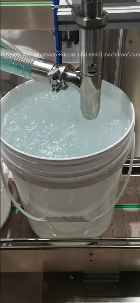 Waterproof Coating Drum Filling Machine — 10–20 L round plastic drum · single head 50 L lobe pump · lift-type · drip-free