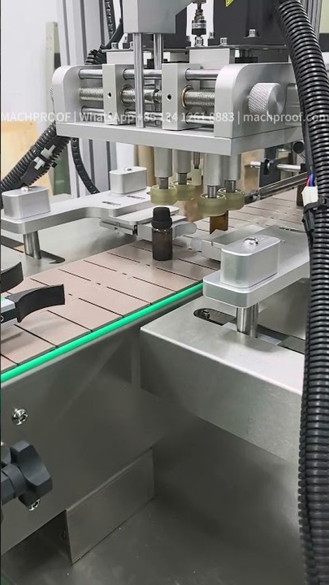 Pharmaceutical Small Bottle Filling Line — 10–100 ml amber glass vial · 12 heads · 5 L magnetic pump · ±1% · drip-free