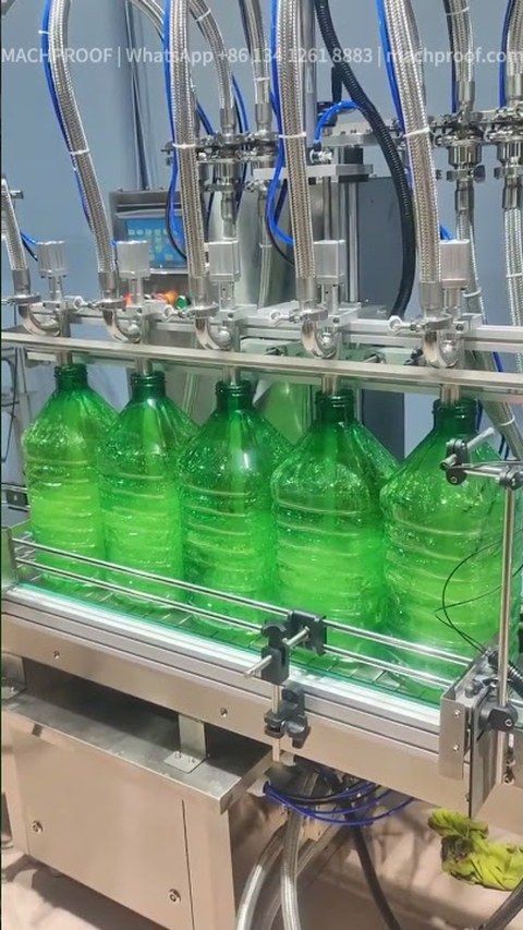 Liquor Drum Filling Machine — 10 L plastic drum · 6 heads · 45 L magnetic pump · ±1% · drip-free