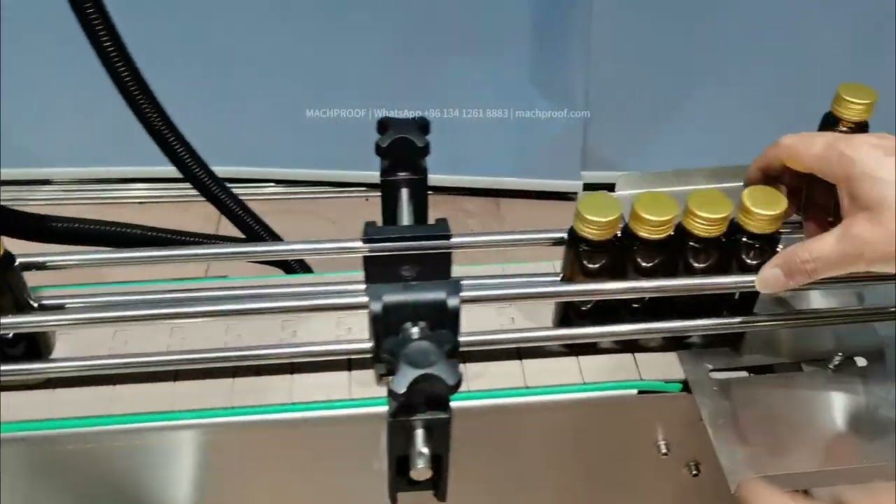 Oral Liquid Small Bottle Filling Line — 10–100 ml small glass bottle · 6 heads · 5 L magnetic pump · ±1% · cap locking